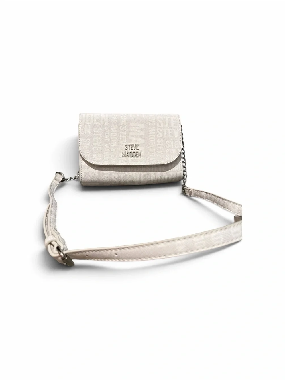 Steve Madden Light Cream Logo Crossbody Bag